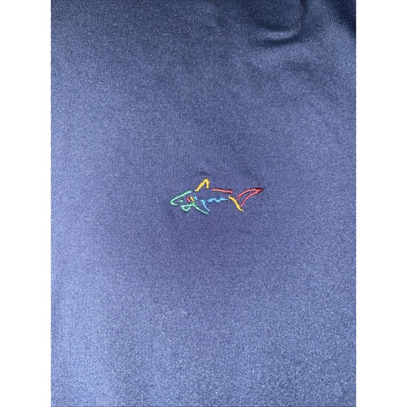 Greg Norman Men's Large Navy Blue Shark Logo Long‎ Sleeve Pullover 1/4 Zip Golf - Picture 2 of 5